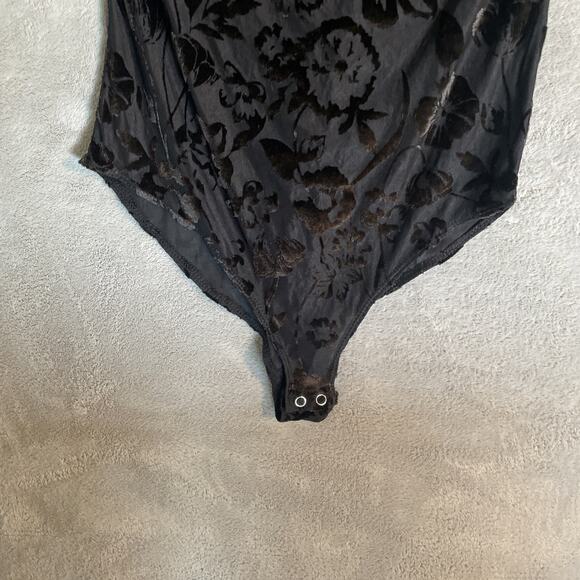 Woman’s Back Sheer Bodysuit Velvet Floral Whimsigoth Goth Romantic Fairy Size S - Picture 5 of 7